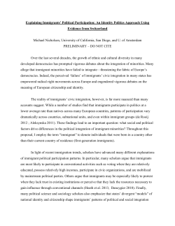 Explaining Immigrants` Political Participation: An Identity Politics