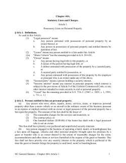 Article 1 of Chapter 44A - North Carolina General Assembly