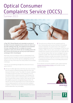 Optical Consumer Complaints Service (OCCS)