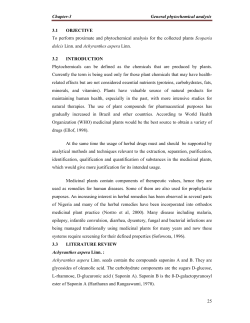 Chapter-3 General phytochemical analysis 25 3.1 OBJECTIVE To