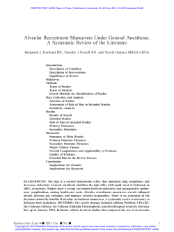 Alveolar Recruitment Maneuvers Under General