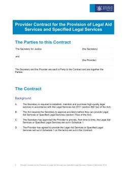 Provider Contract for the Provision of Legal Aid