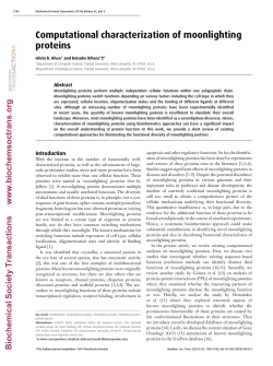 Computational characterization of moonlighting proteins