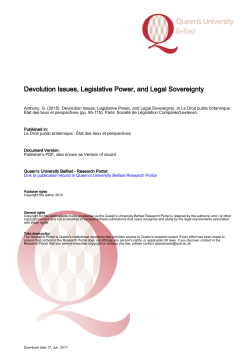 Devolution Issues, Legislative Power, and Legal Sovereignty