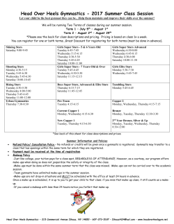 to the 2017 Summer Class Information Sheet