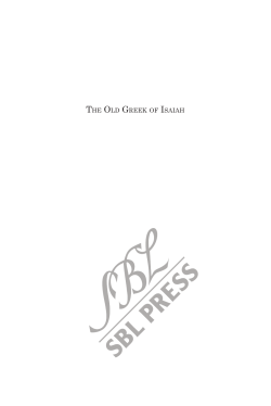 the old greek of isaiah - Society of Biblical Literature