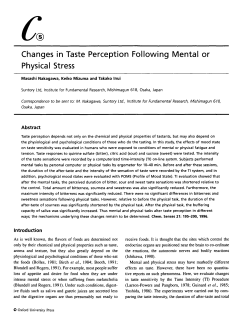 Changes in Taste Perception Following Mental or Physical Stress