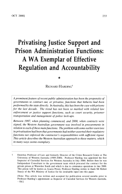 Harding, Richard --- "Privatising Justice Support and Prison