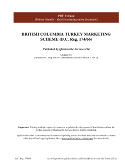 BRITISH COLUMBIA TURKEY MARKETING SCHEME