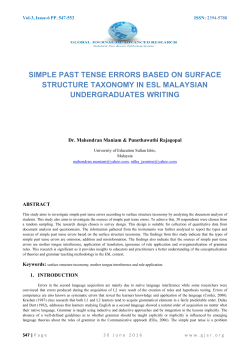 simple past tense errors based on surface structure taxonomy in esl
