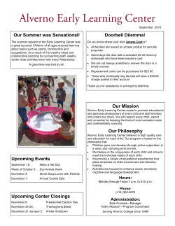 September 2016 Early Learning Center Newsletter