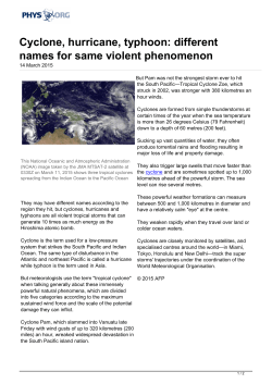 Cyclone, hurricane, typhoon: different names for same