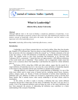 What is Leadership? - Journal of Business Studies Quarterly