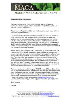 MESSAGE FROM THE CHAIR Well my goodness, what a strange