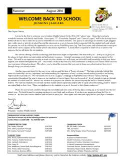 Jenkins 2016 Newsletter - Jenkins Middle School