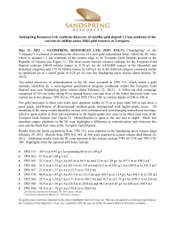 Sandspring Resources Ltd. confirms discovery of satellite gold
