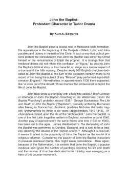 John the Baptist: Protestant Character in Tudor Drama