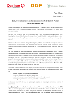 Qualium Investissement in exclusive discussions with 21 Centrale