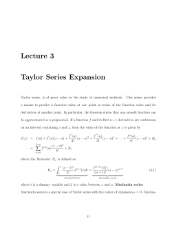 Lecture 3 Taylor Series Expansion