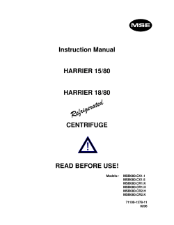 Instruction Manual HARRIER 15/80 HARRIER 18/80 CENTRIFUGE