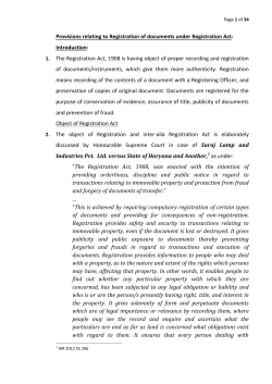 Provisions relating to Registration of documents under Registration Act