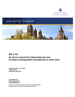 Bill C-24: An Act to amend the Citizenship Act and to make