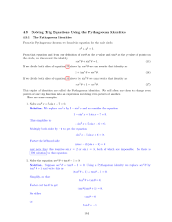 4.9 Solving Trig Equations Using the Pythagorean