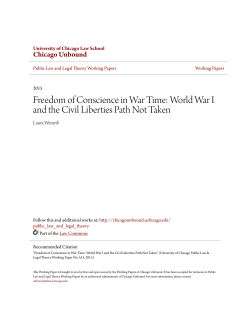 Freedom of Conscience in War Time: World War