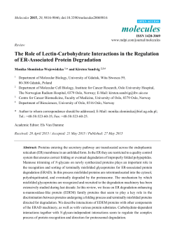 The Role of Lectin-Carbohydrate Interactions in the Regulation of