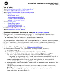 Table of Contents Washington State Definition of English Language