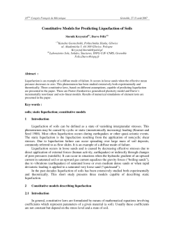 Constitutive Models for Predicting Liquefaction of Soils