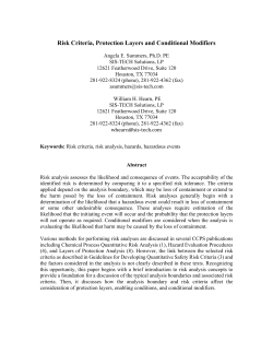 Risk Criteria, Protection Layers and Conditional Modifiers - SIS-TECH