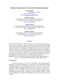 Electronic Governance: A Precursor of Direct democracy? John