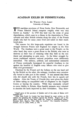 ACADIAN EXILES IN PENNSYLVANIA