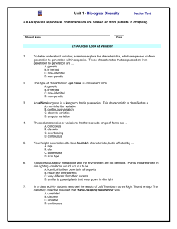 Unit 1 - Biological Diversity _____