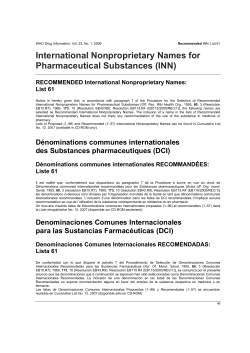 International Nonproprietary Names for Pharmaceutical Substances