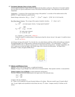 Kinetic Molecular Theory and Van der Waals Equation