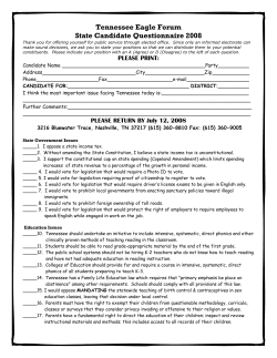 Tennessee Eagle Forum State Candidate Questionnaire 2008