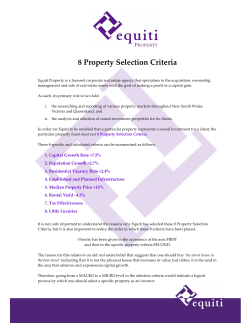 8 Property Selection Criteria