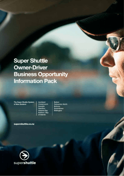 Super Shuttle Owner-Driver Business Opportunity Information Pack