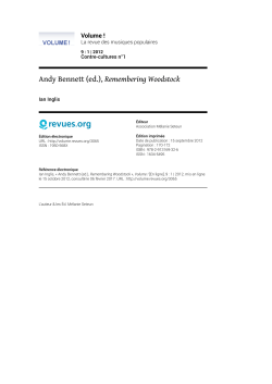 Andy Bennett (ed.), Remembering Woodstock