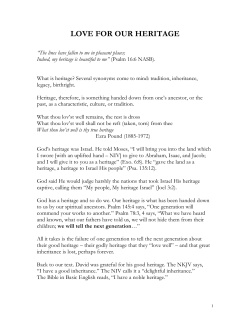 love for our heritage - Peace on Earth Ministries