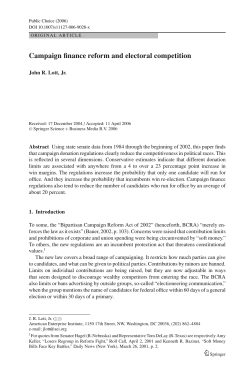 Campaign finance reform and electoral competition