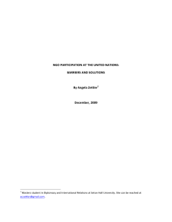 NGO PARTICIPATION AT THE UNITED NATIONS: BARRIERS AND