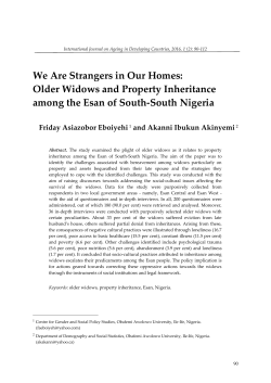 Older Widows and Property Inheritance among the Esan of South