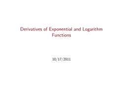 Derivatives of Exponential and Logarithm Functions