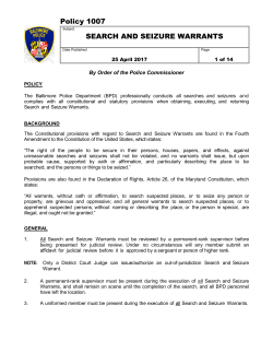 Policy 1007 SEARCH AND SEIZURE WARRANTS
