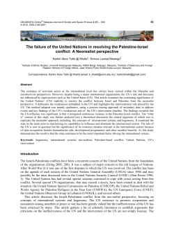 The failure of the United Nations in resolving the Palestine