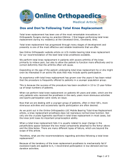 Dos and Don`ts Following Total Knee Replacement