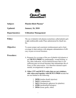 Platelet-Rich Plasma* Updated